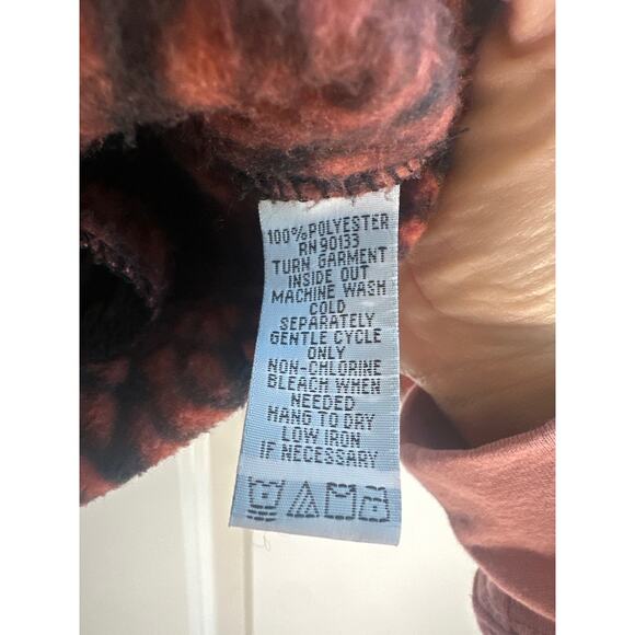 Bob Mackie Wearable Art Orange and Black Boho Print Button Down Fleece Jacket - Picture 3 of 8